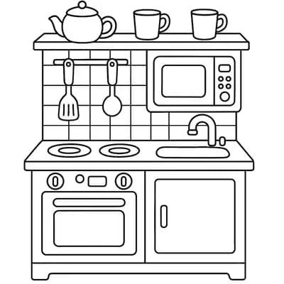 Speelgoedkeuken Kleurplaat