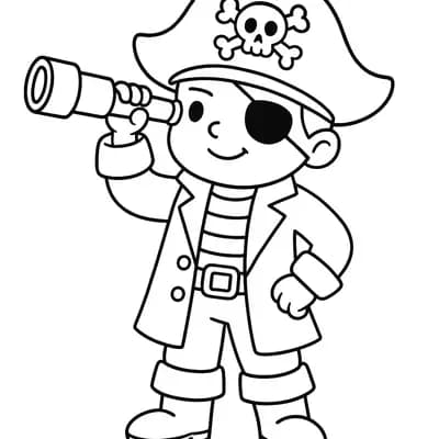 Toy Telescope Pirate Kleurplaat
