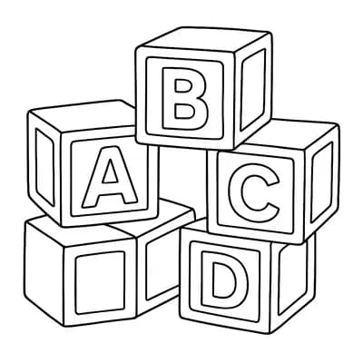 Houten Letterblokken Kleurplaat