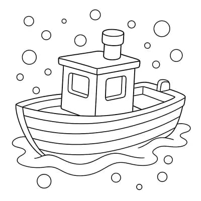 Wooden Boat Toy Kleurplaat