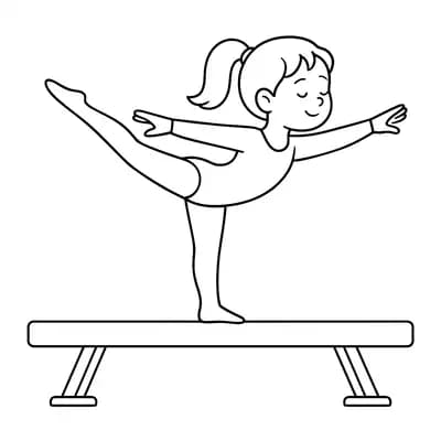 Balance Beam Kleurplaat
