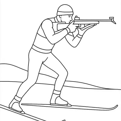 Biathlon Skiing Kleurplaat