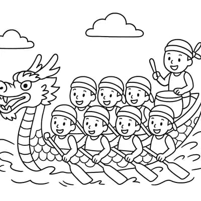 Dragon Boat Kleurplaat