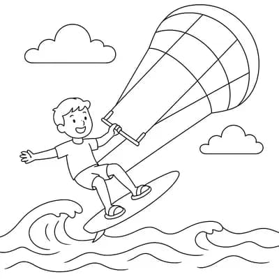 Kite Surfing Kleurplaat