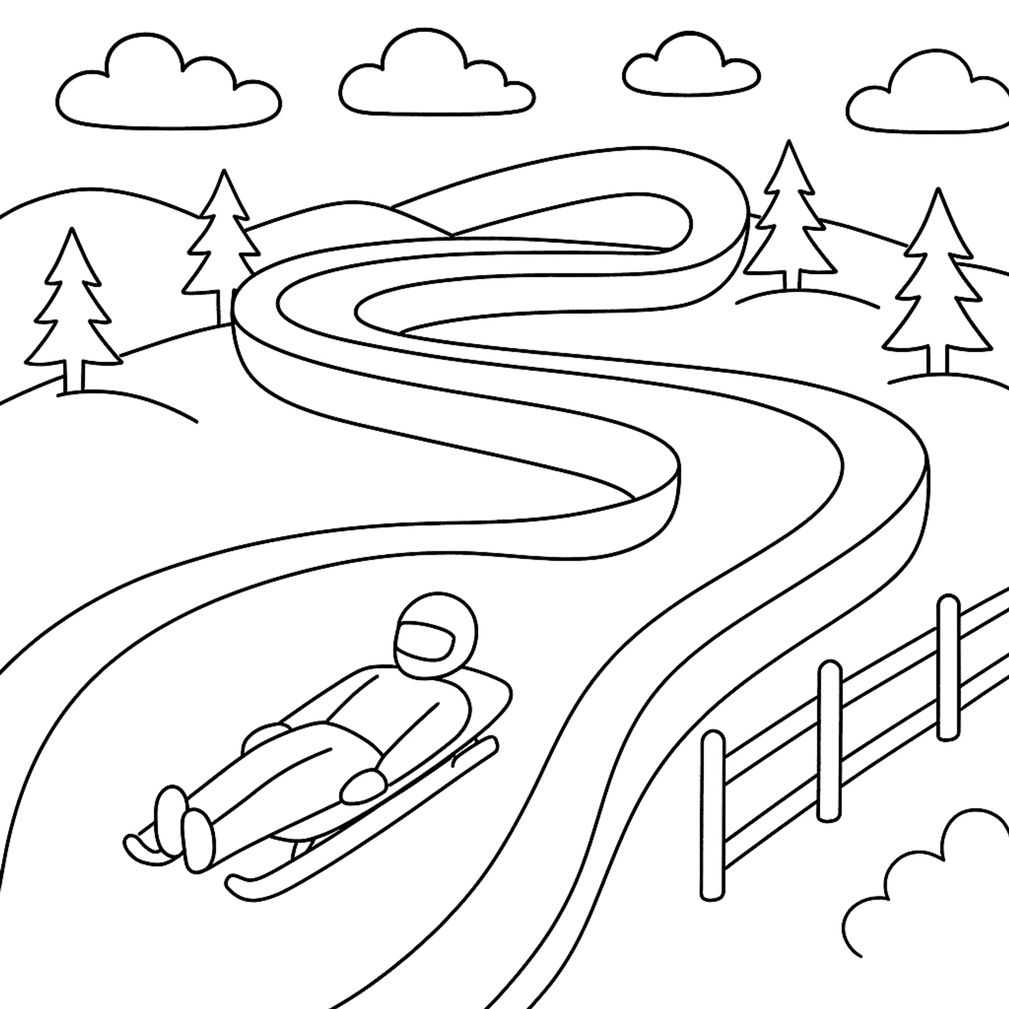 Luge Sled Kleurplaat