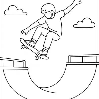 Skateboard Halfpipe Kleurplaat