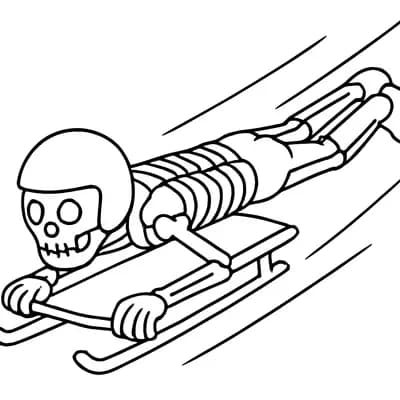 Skeleton Racing Kleurplaat