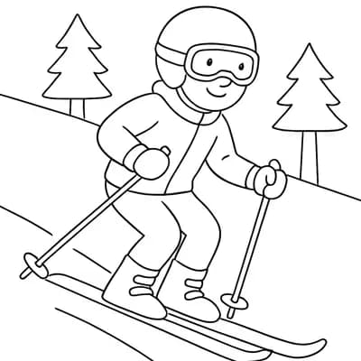 Skiër Kleurplaat