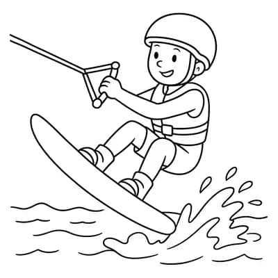 Wakeboarding Jumping Kleurplaat