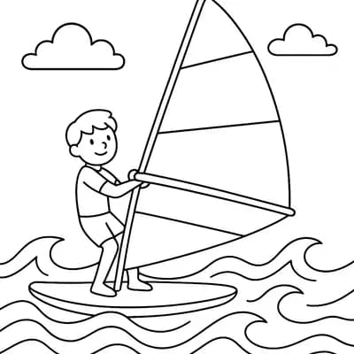 Windsurfer Kleurplaat