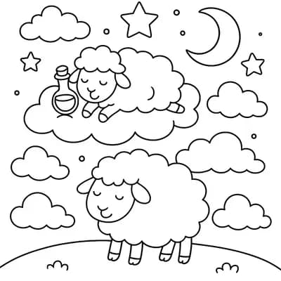 Cloud Sheep Kleurplaat