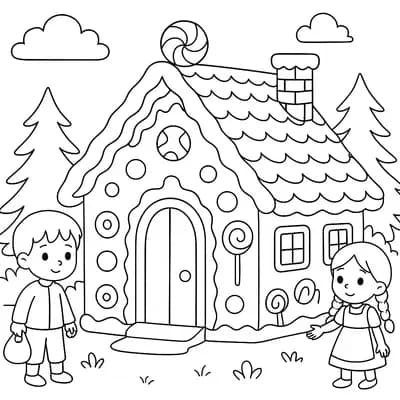 Hans en Grietje Kleurplaat