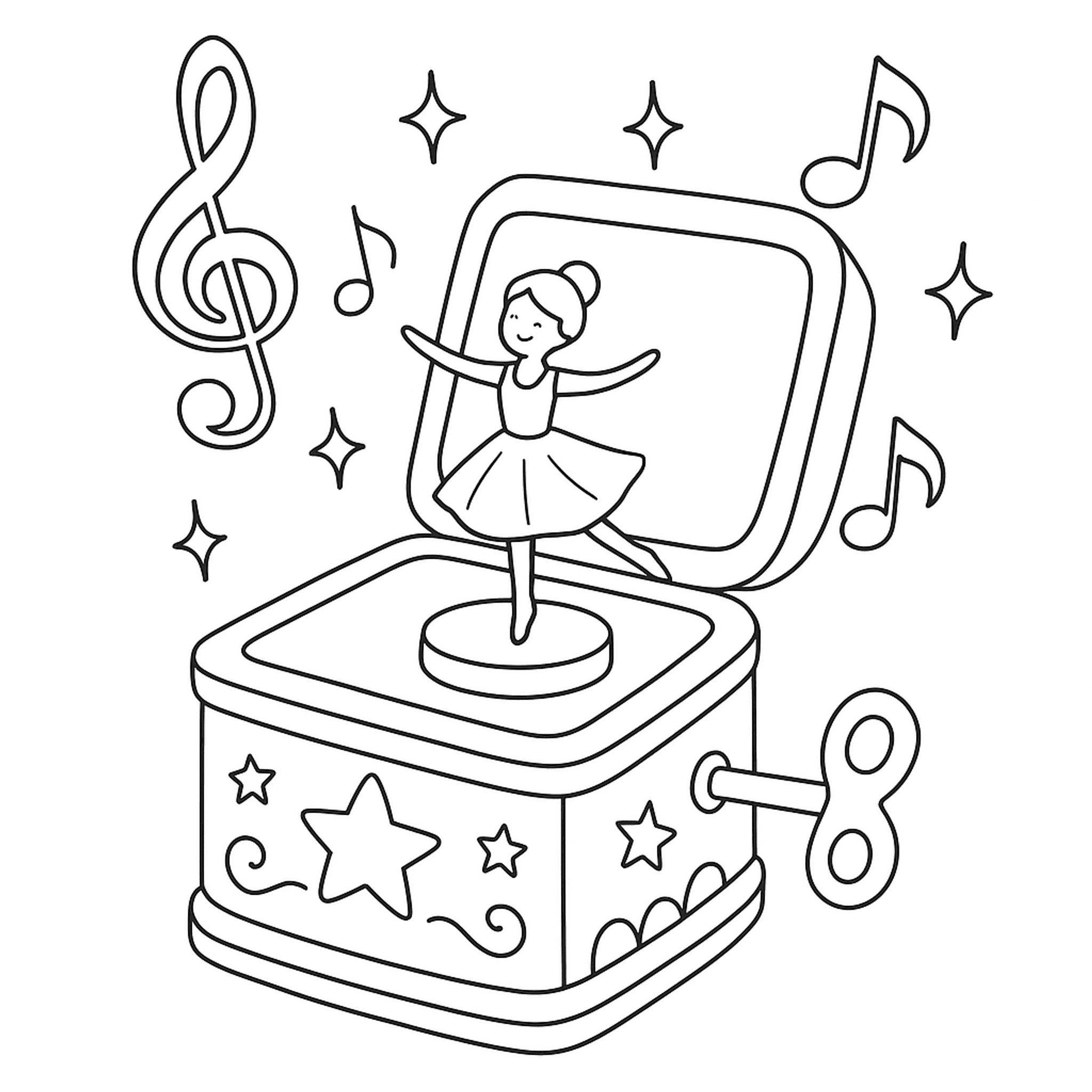 Magische Muziekdoos Kleurplaat