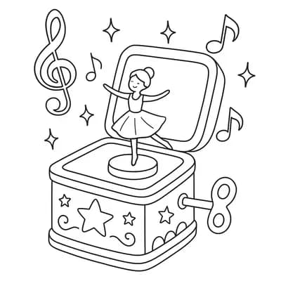 Magische Muziekdoos Kleurplaat