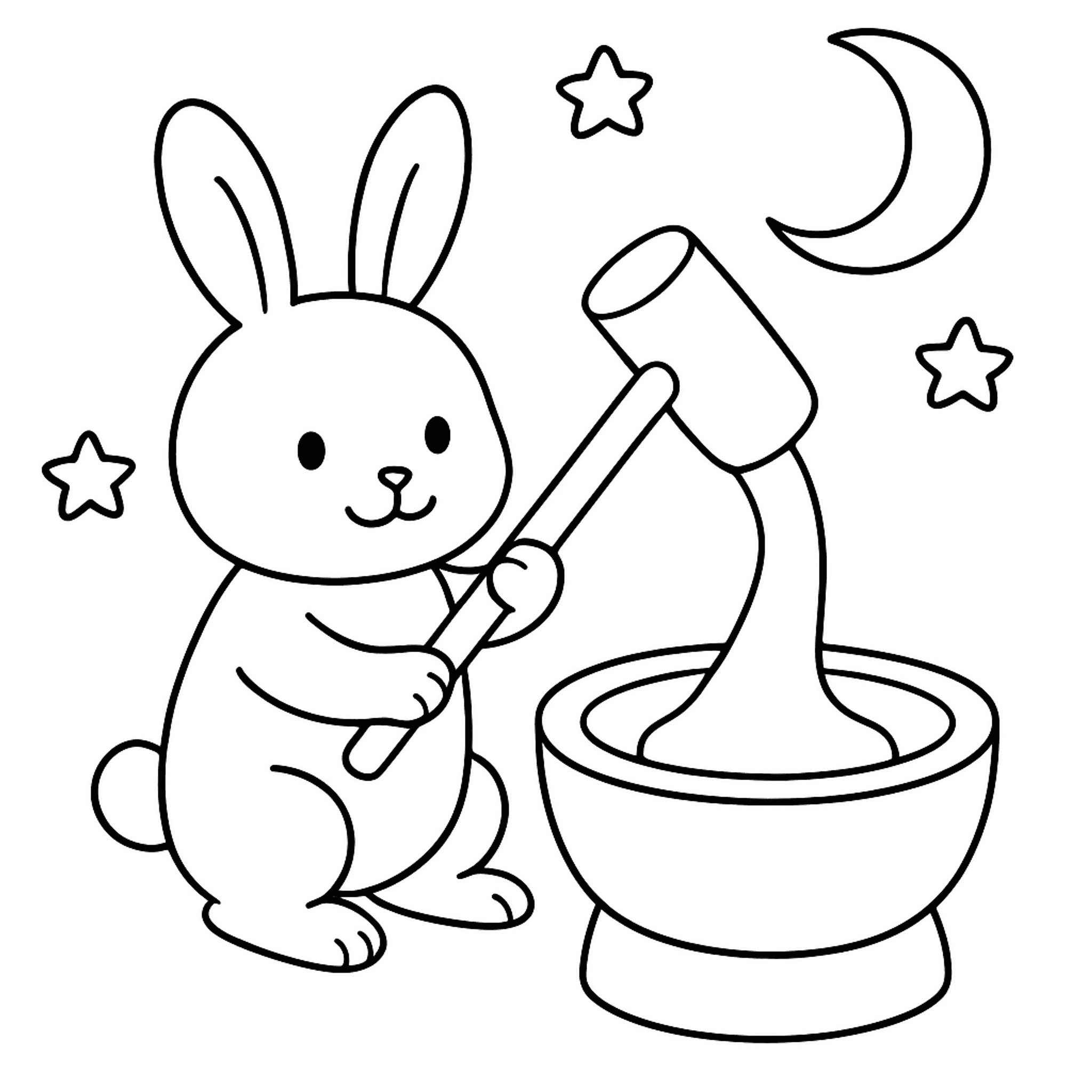 Moon Rabbit Kleurplaat