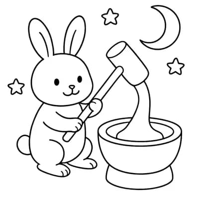 Moon Rabbit Kleurplaat
