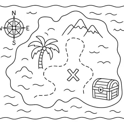 Schatkaart Kleurplaat