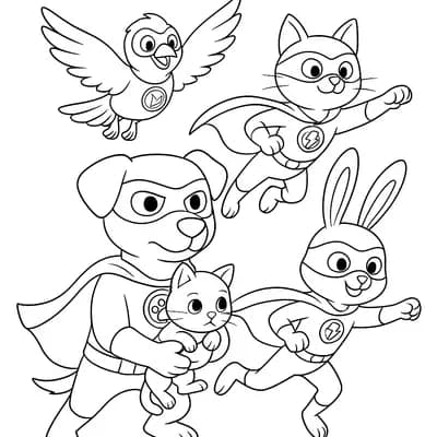 Superhero Animal Kleurplaat