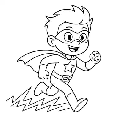 Superhero Boy Kleurplaat