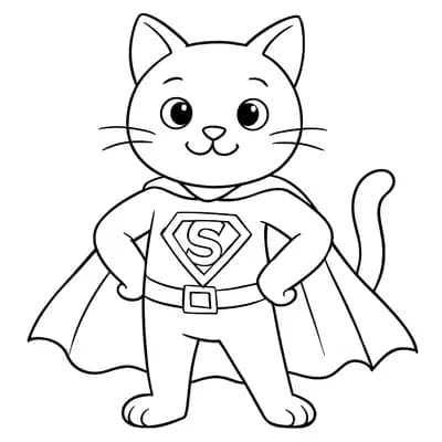 Superheldenkat Kleurplaat