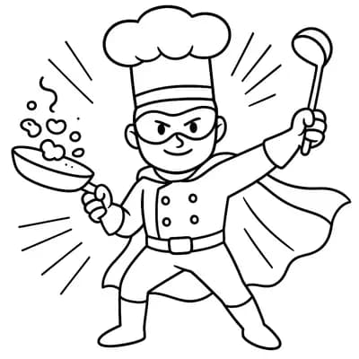 Superhero Chef Kleurplaat