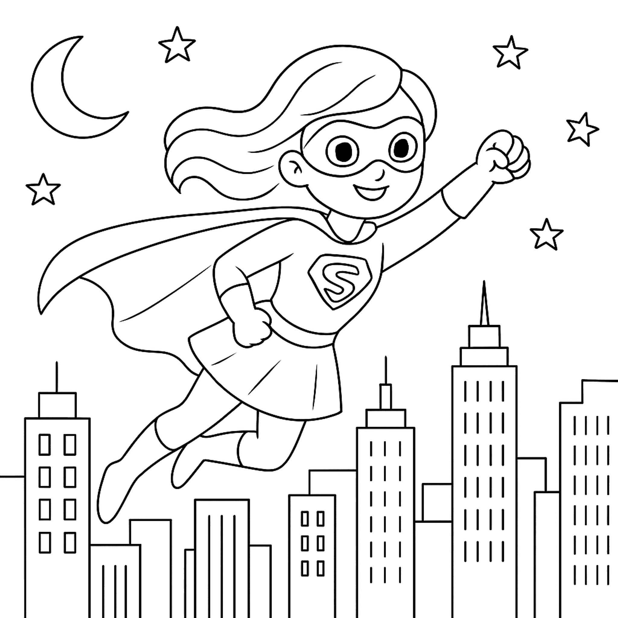 Superhero Girl Kleurplaat