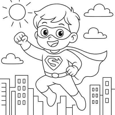 Kindersuperheld Kleurplaat