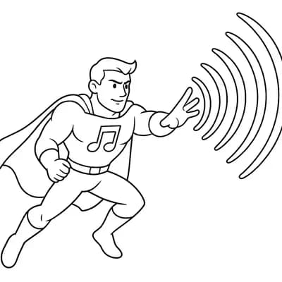 Superhero Music Kleurplaat