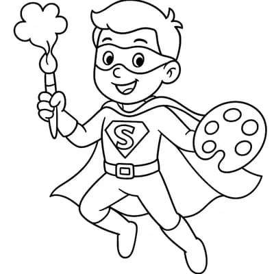 Superhero Painter Kleurplaat