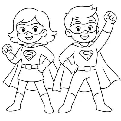 Superhelden Duo Kleurplaat