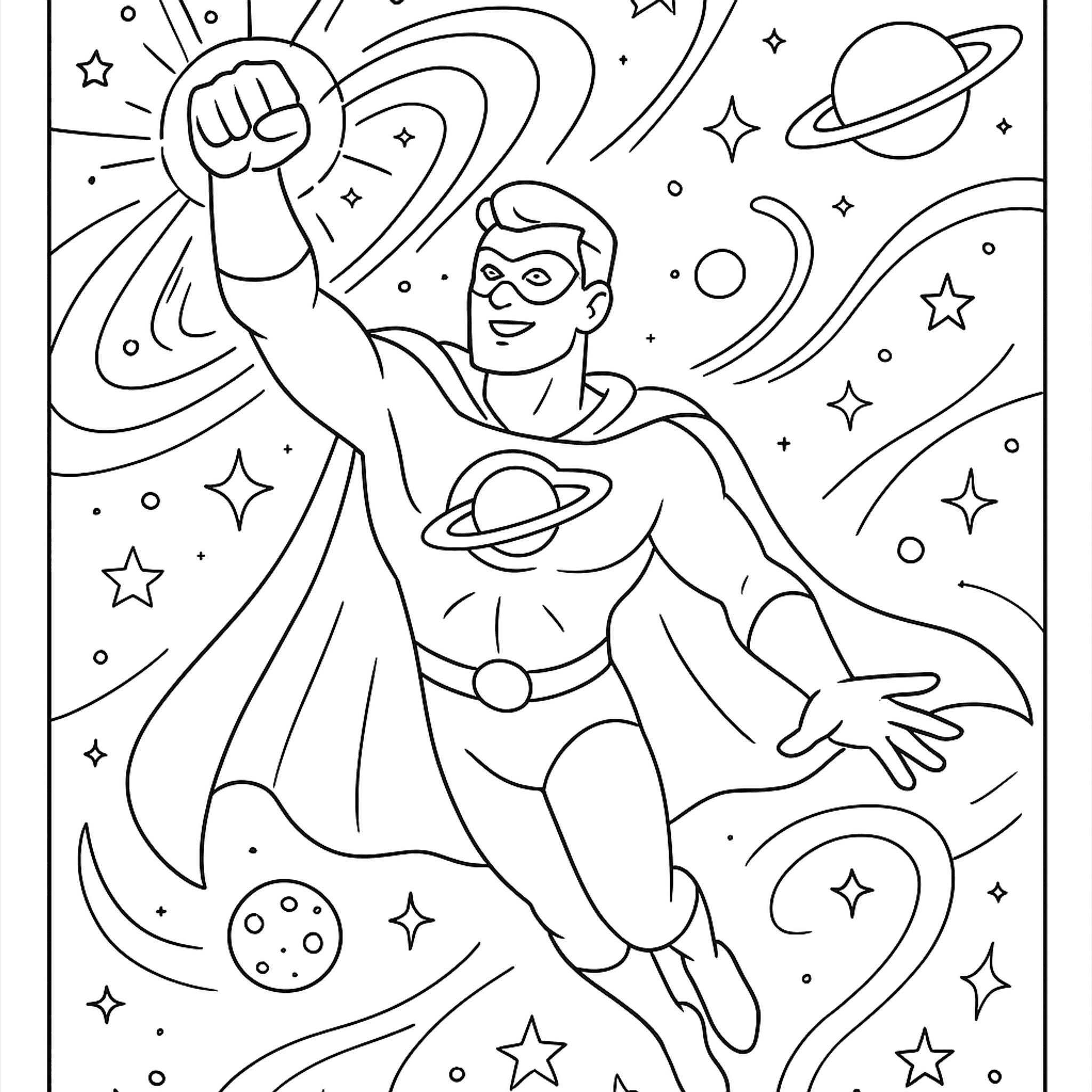 Superhero Space Kleurplaat