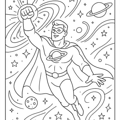 Superhero Space Kleurplaat