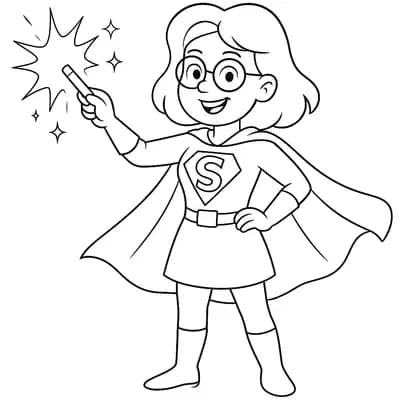 Superhero Teacher Kleurplaat