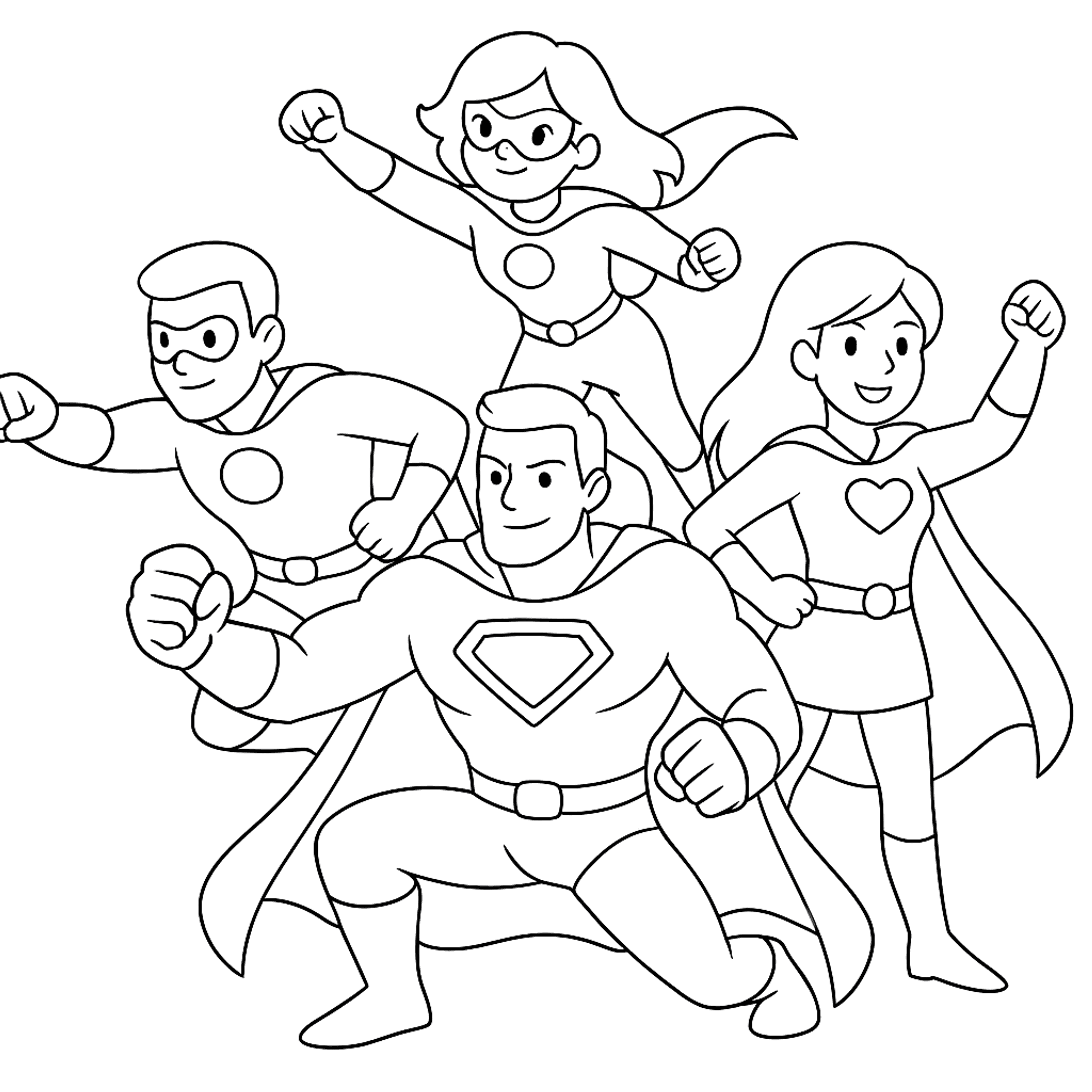 Superheldenteam Kleurplaat