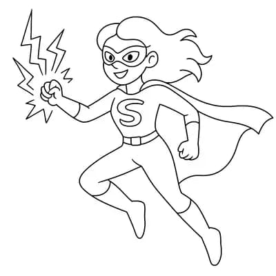 Superheldin Kleurplaat
