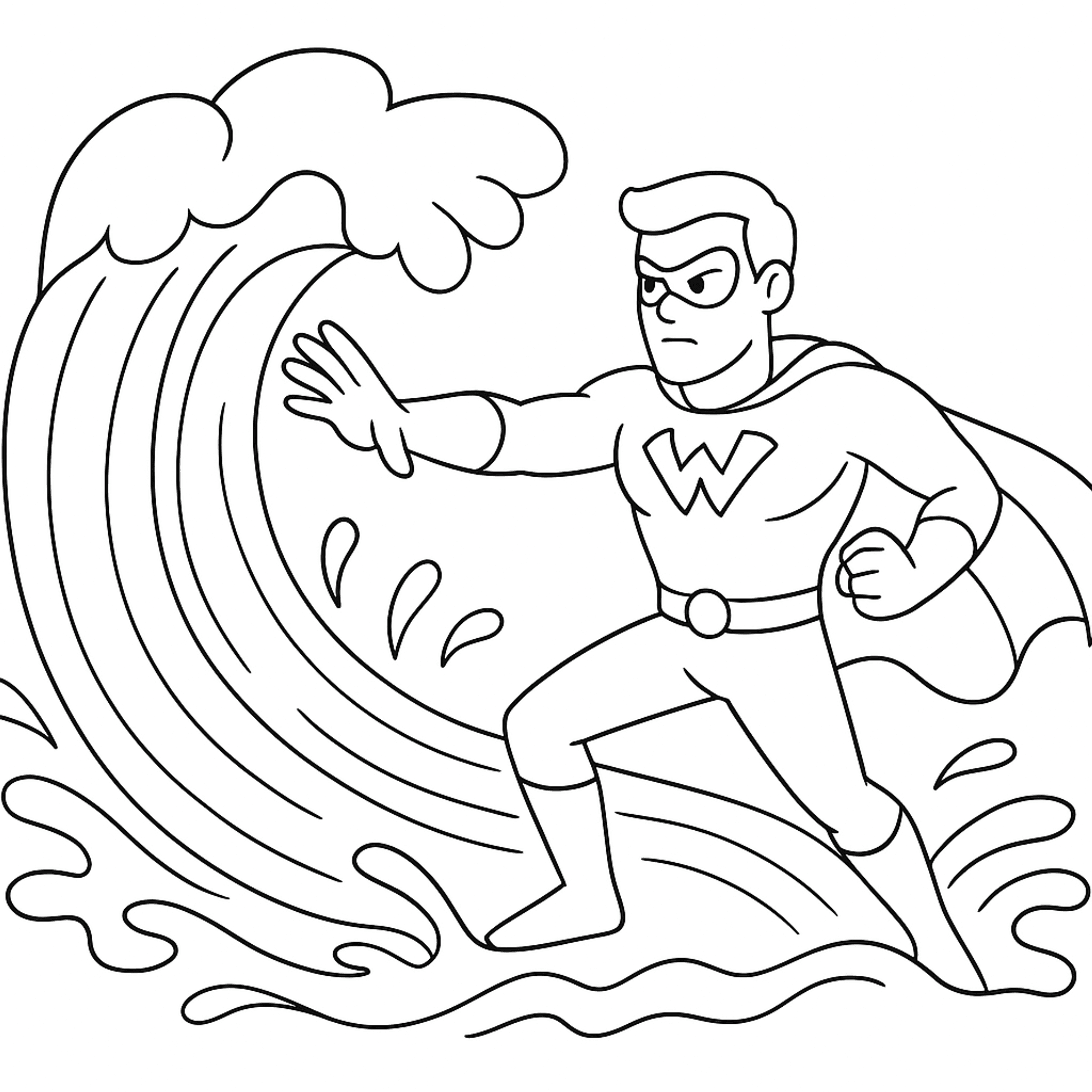 Watersuperheld Kleurplaat