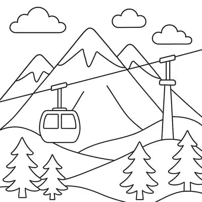 Kabelbaan Kleurplaat