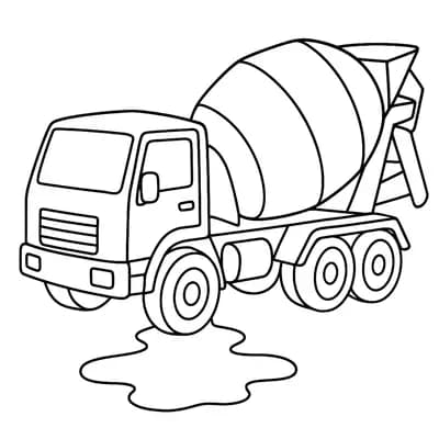 Cementwagen Giet Kleurplaat