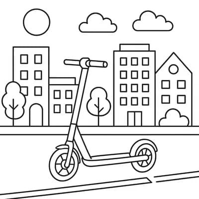 Elektrische Step Kleurplaat
