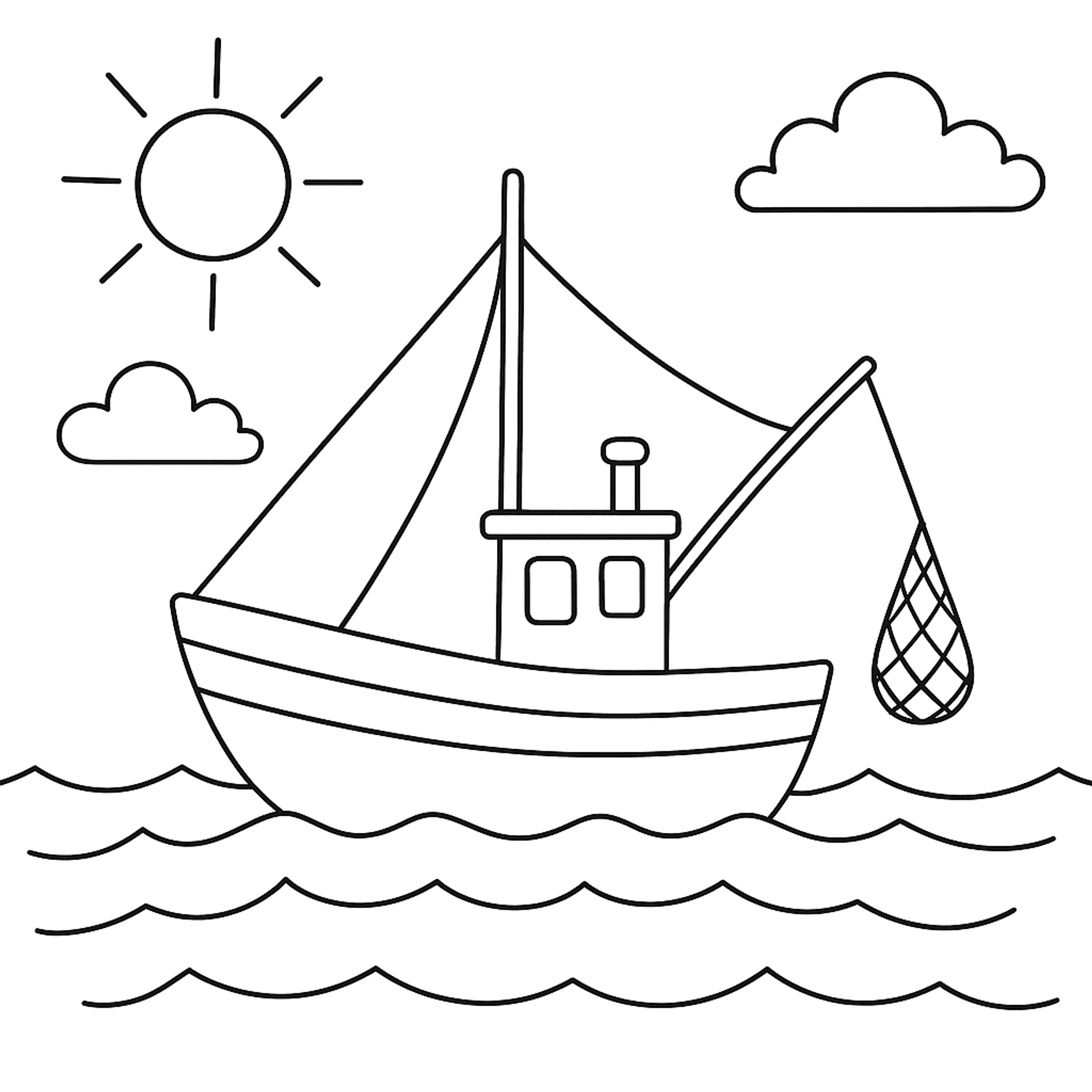 Vissersboot Kleurplaat