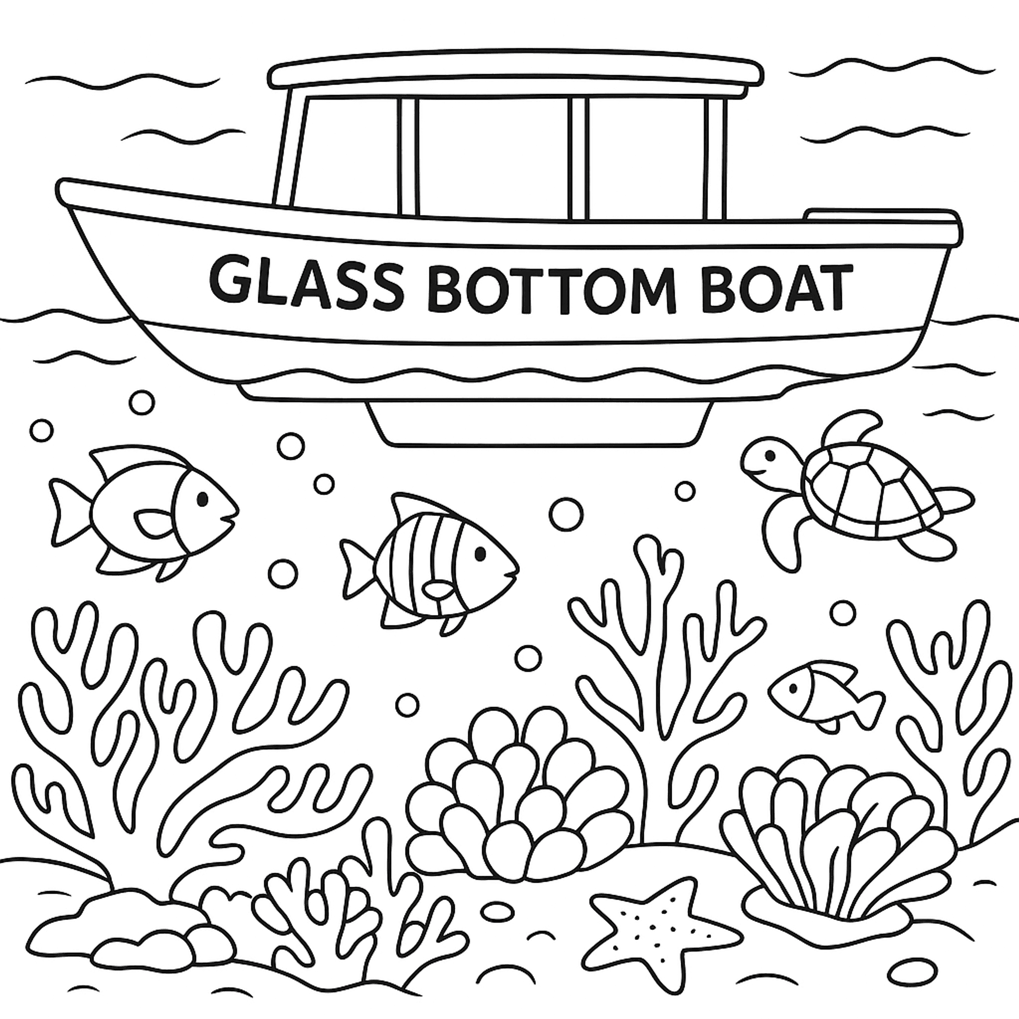 Glazen Bodemboot Kleurplaat