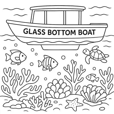 Glazen Bodemboot Kleurplaat