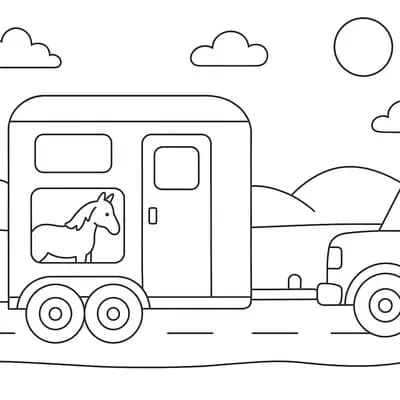 Horse Trailer Kleurplaat