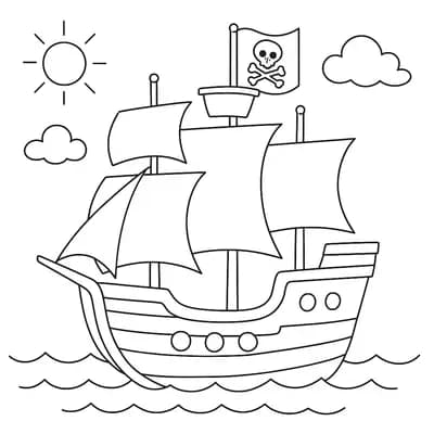 Piratenschip Varend Kleurplaat