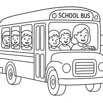 Schoolbus Kleurplaat
