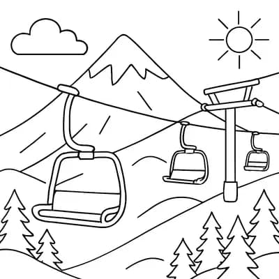 Skilift Kleurplaat