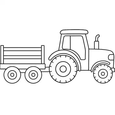 Tractor met Aanhanger Kleurplaat
