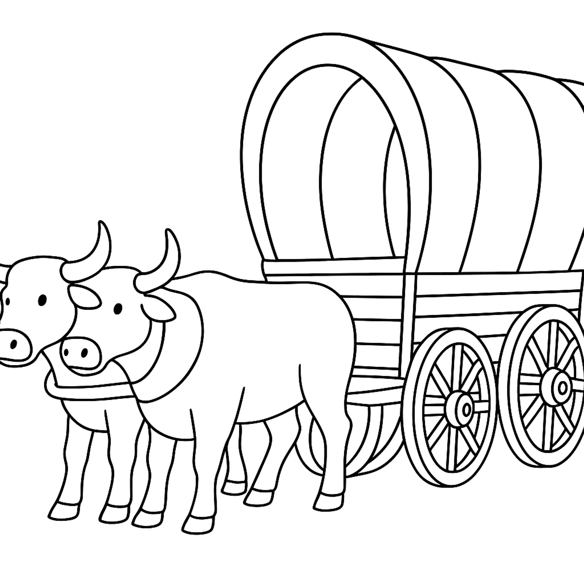 Ossenwagen Kleurplaat