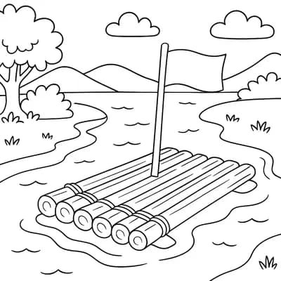 Houten Vlot Kleurplaat
