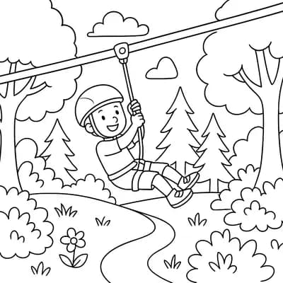Zip Line Kleurplaat